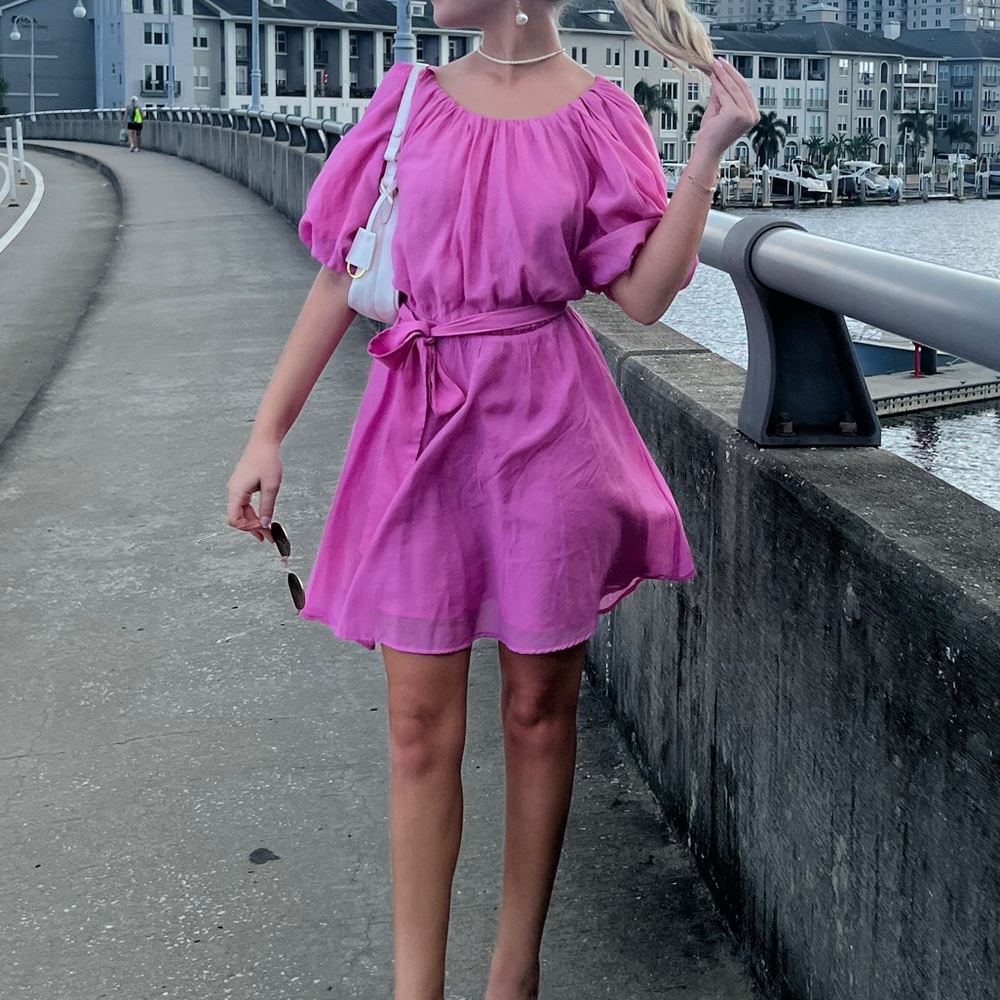 Pink Puff Sleeve Mini Dress - Nordstrom - Worn Once